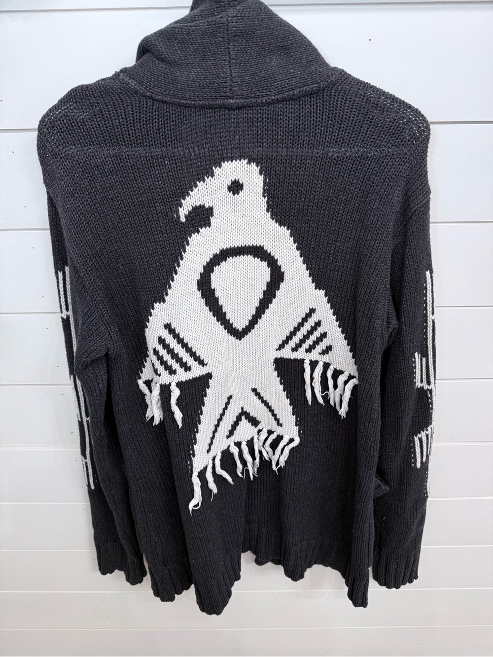 Idyllwind Black & White Knit Cardigan with Contrast Motif